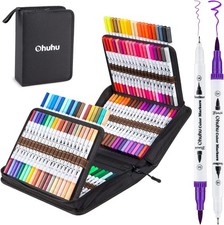 Ohuhu Art Marker Pen Brush Tip Water-based Extra Fine Case 120 colors 