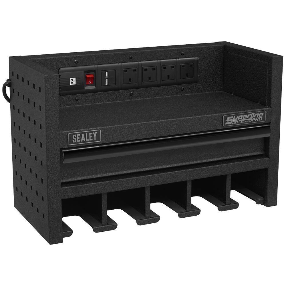 Sealey Power Tool Storage Rack 560mm with Drawer & Power Strip