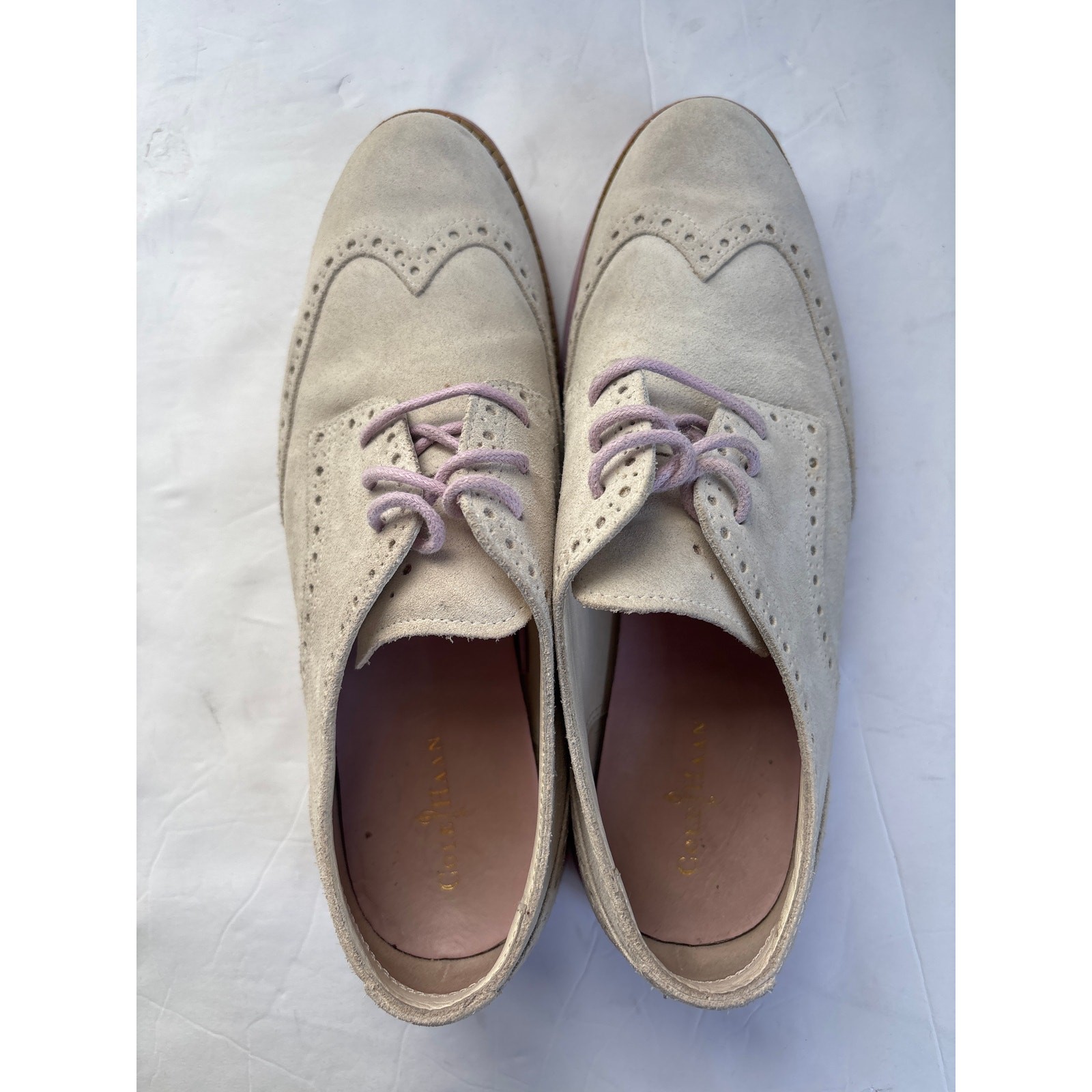 SAOLA Scarpa Oxford Cole Haan Lunar Grand grigia scamosciata suola lavanda punta alare donna taglia 7 5