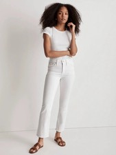 Madewell Mid-Rise Kick Out Jeans White Cropped Flare Bootcut Size 28