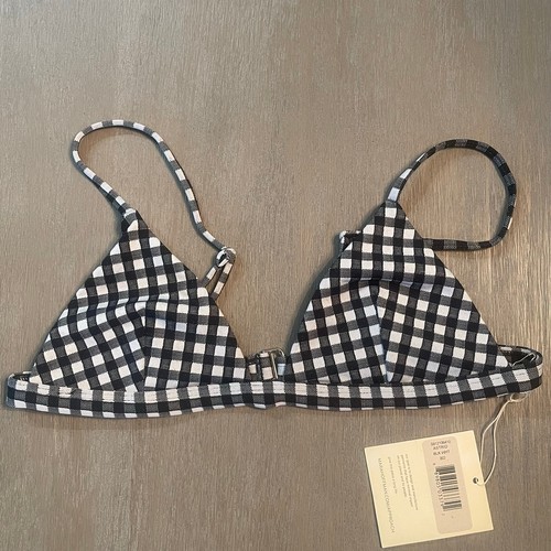 Top de bikini de natación Mara Hoffman Astrid a cuadros con triángulo de guinga talla L playa UPF 50+ - Imagen 2 de 8