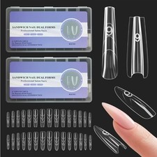 Qtaikong 480PCS Nail Forms Kit Long Almond Square Clear Quick Extension Molds