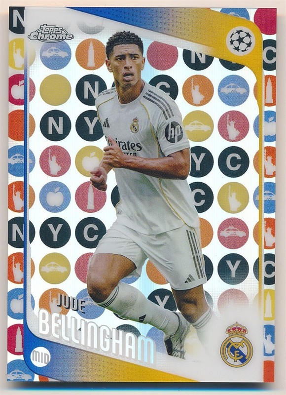 JUDE BELLINGHAM 2025/26 TOPPS CHROME UCC BIG APPPLE VARIATION REFRACTOR MINT SP