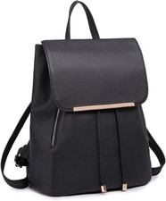 Zaino Donna Nero, Cuoio Duro Impermeabile, Anti-Taccheggio Chiusura a Cordino Fi