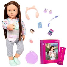 Our Generation Reese 18" Posable Travel Doll  Storybook