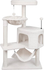 39.4'' Cat Tree with Cat Condo and Big Hammock, Beige