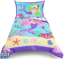 Todays Kids Mermaids Toddler Bedding Set for Girls - 4-Piece Toddler Bed Shee