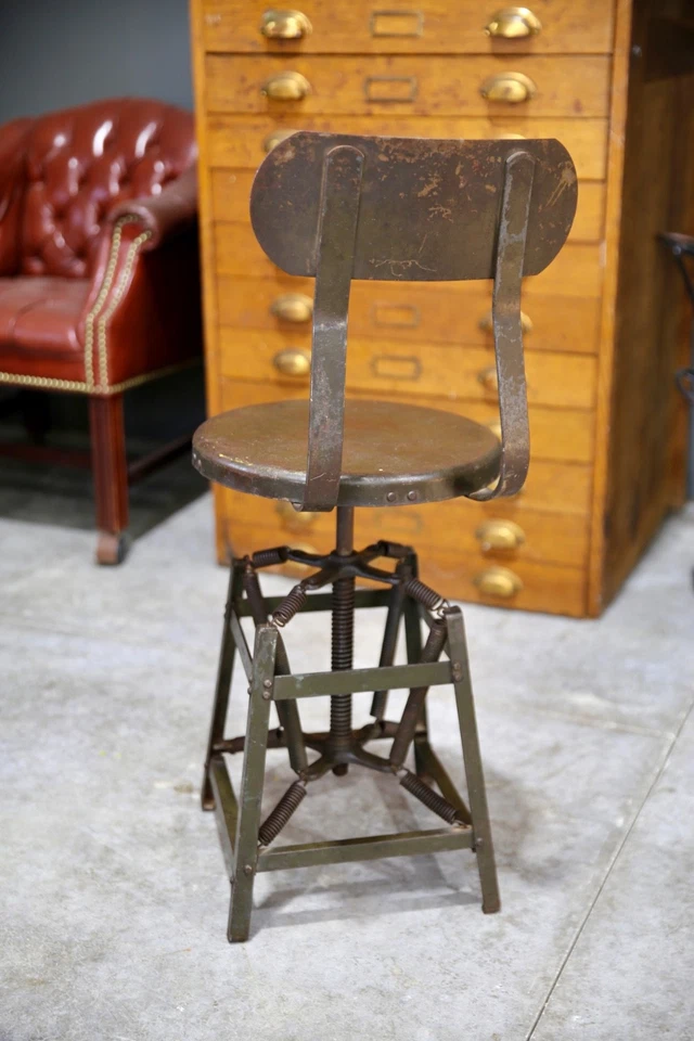 古董汉密尔顿工业减震拔模弹簧凳军队绿色 — 第 3/4 张图片