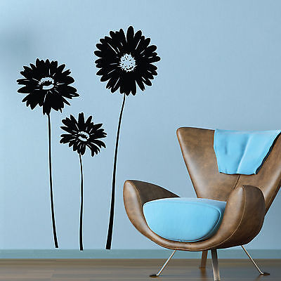 3 Large Daisies Vinyl Wall Art Stickers Decals 025