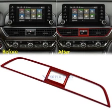 Red Stainess Center Dashboard Air Vent Outlet Cover Trim For Honda Accord 18-22
