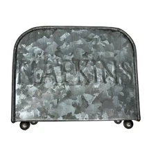 Fiddle and Fern Galvanized Napkin Holder Modern Farmhouse Rustic Kitchen Dining