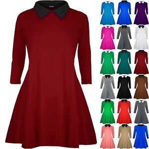 dress plus skater sleeve collar pan peter swing ladies flared womens