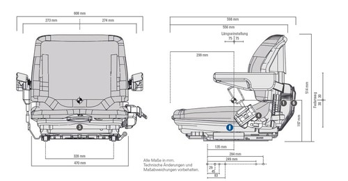Grammer MSG 20 Stoff Fahrersitz universal für Gabelstapler Baumaschine Sitz - Bild 2 von 2