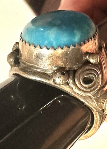 STERLING SILVER Navajo Daniel Martinez Turquoise Men’s Artist Signed DM 15.7 Gr - Picture 3 of 8