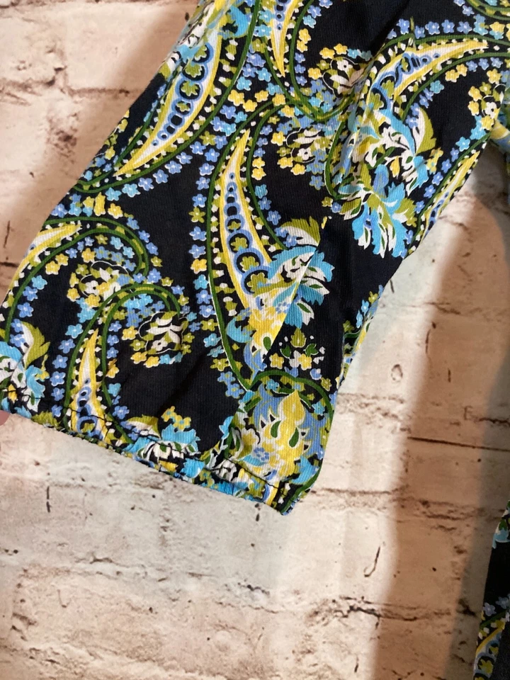 Top Babydoll Vintage Old Navy Mujer Grande Turquesa Paisley Manga Larga Algodón Foto 2 de 4