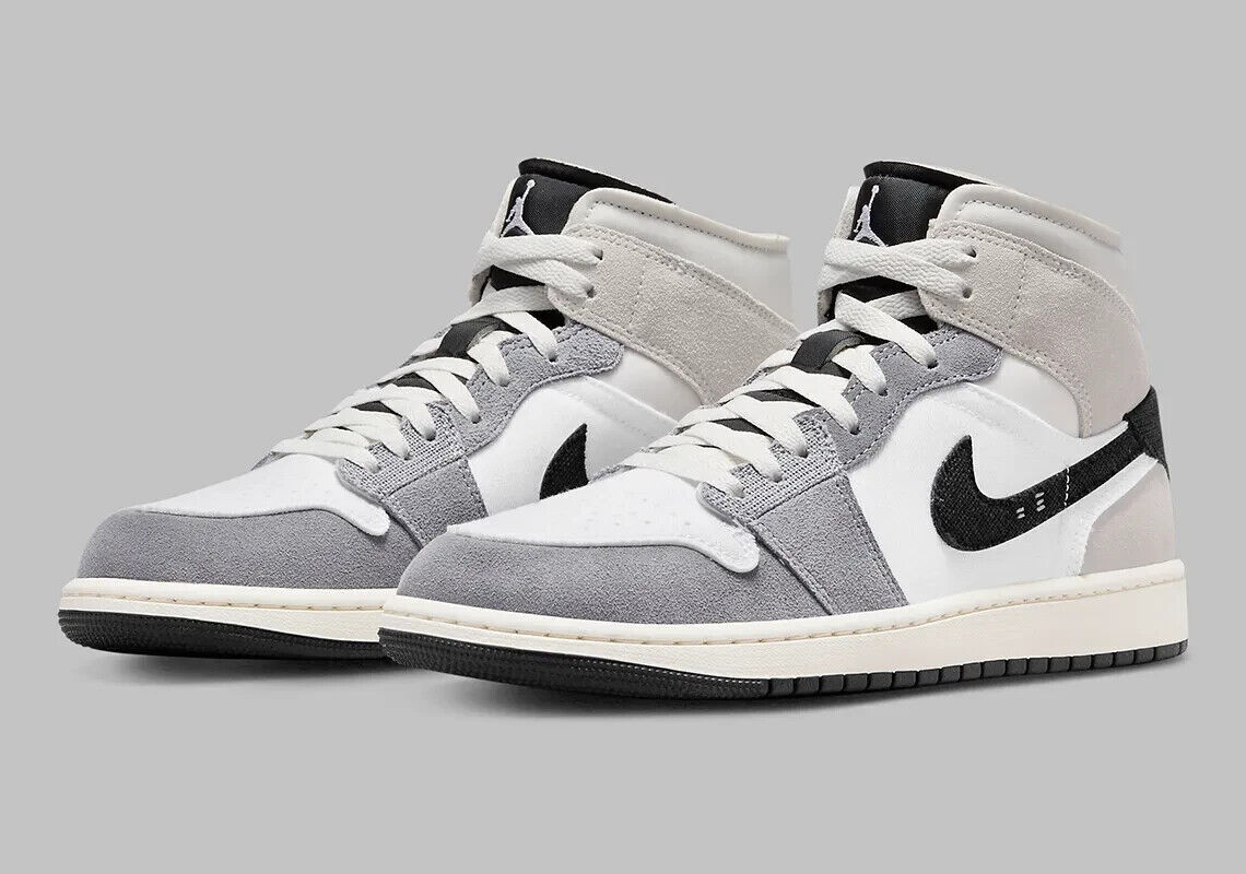 Nike Air Jordan 1 Mid SE Craft Cement Grey White Sneakers Nike Air Jordan 1 Mid SE Craft Cement Grey White Sneakers