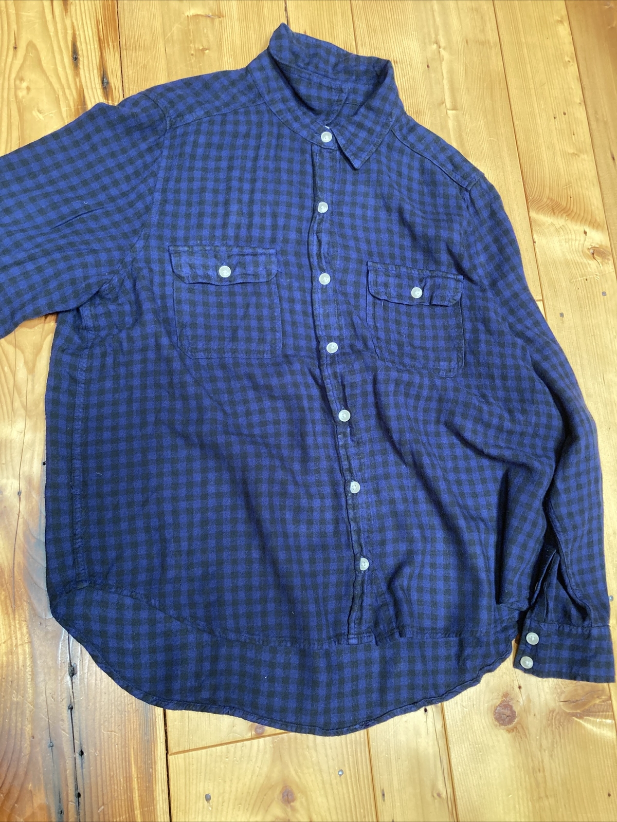 UNIVERSAL THREAD Shirt M Button Up Blue Black Che… - image 3