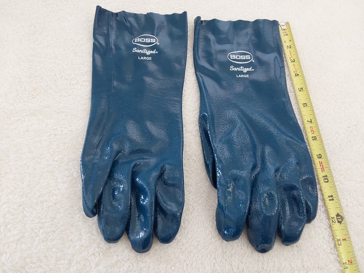 Boss Sanitized Mens Work Gloves Size Large Blue Hands Protection