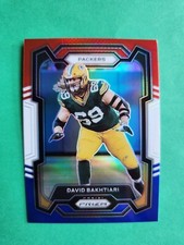 2023 Panini Prizm Prizms Red White and Blue #108 David Bakhtiari Green Bay