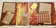 Handmade 2 12"x12" Premade Scrapbook Pages Layout Harvest Festival Hayride