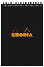 Rhodia Wirebound Lined Paper Notebook in Black - 6 x 8.25 - NEW -R165019