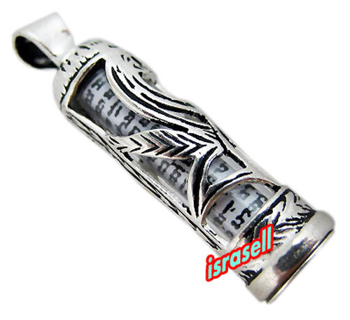 Collier Pendentif Mezuzah Juif En Argent 925 - Style Filigrane Yéménite, Longueur 50cm, Fait Main En Israël