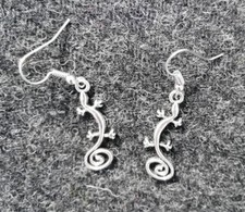 Lizard Salamander Dangle Earrings w. Pure 925 Silver hooks