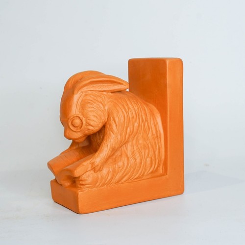 6.3" H Reading Squirrel Terra Cotta Bookend – Handmade Clay Decor from Vietnam - Picture 2 of 4