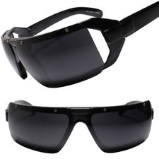 Retro Industrial Edgy Bold Style Futuristic Look Super Dark Black Sunglasses