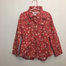 Little Lass Girls Pink Floral Print Jean Jacket: Size 6