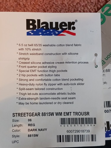 Blauer Women's 6-Pocket Poly/Cotton EMT Pants, #8815W - Picture 11 of 11