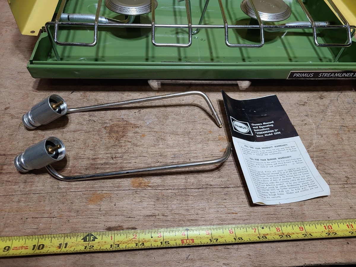 vintage PRIMUS Streamliner 2 Burner GAS CAMPING STOVE w/rare