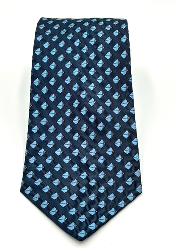 DKNY 100% Silk Men's Neck Tie Blue Tonal Decorative Diamonds 3.25W 58L