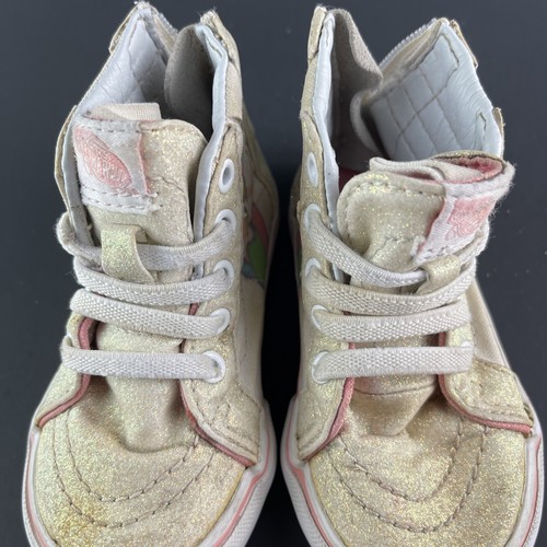 Vans Sk8-Hi Zip Unicorn Toddler US 4.5 EU 20 GLITTER WHITE PINK - Picture 13 of 20