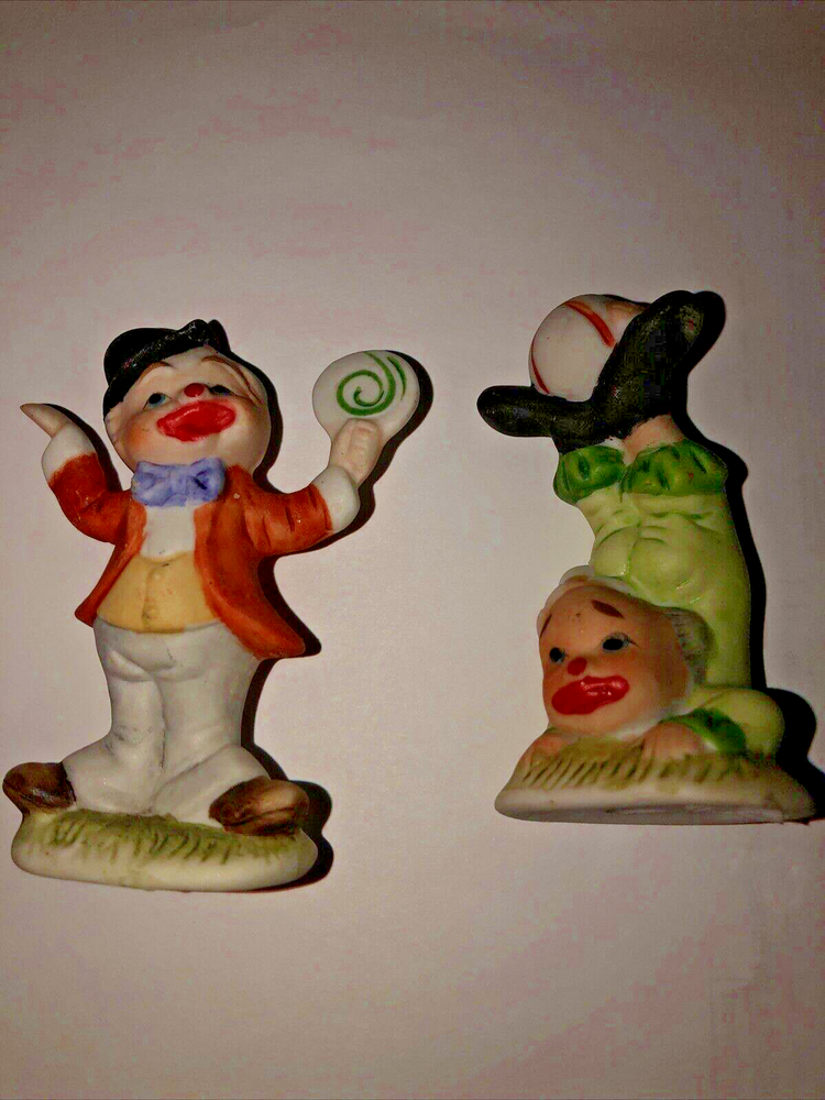 Pair of Lefton Clown 3” Figurines Porcelain