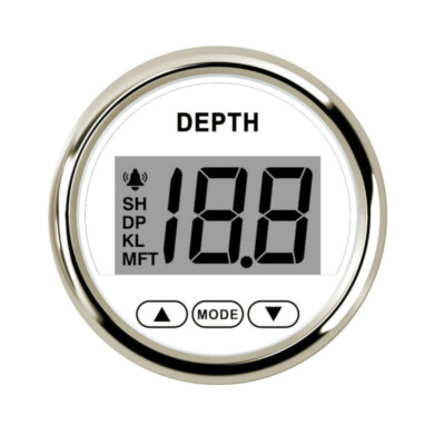 52mm Depth Gauge Marine Boat Digital Meter Backlight White 9-32V Waterproof