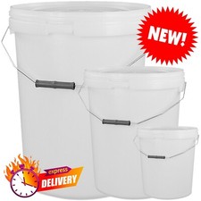 Plastic Buckets Tubs White Containers Tamper Evident Lids 5L 10L 25L