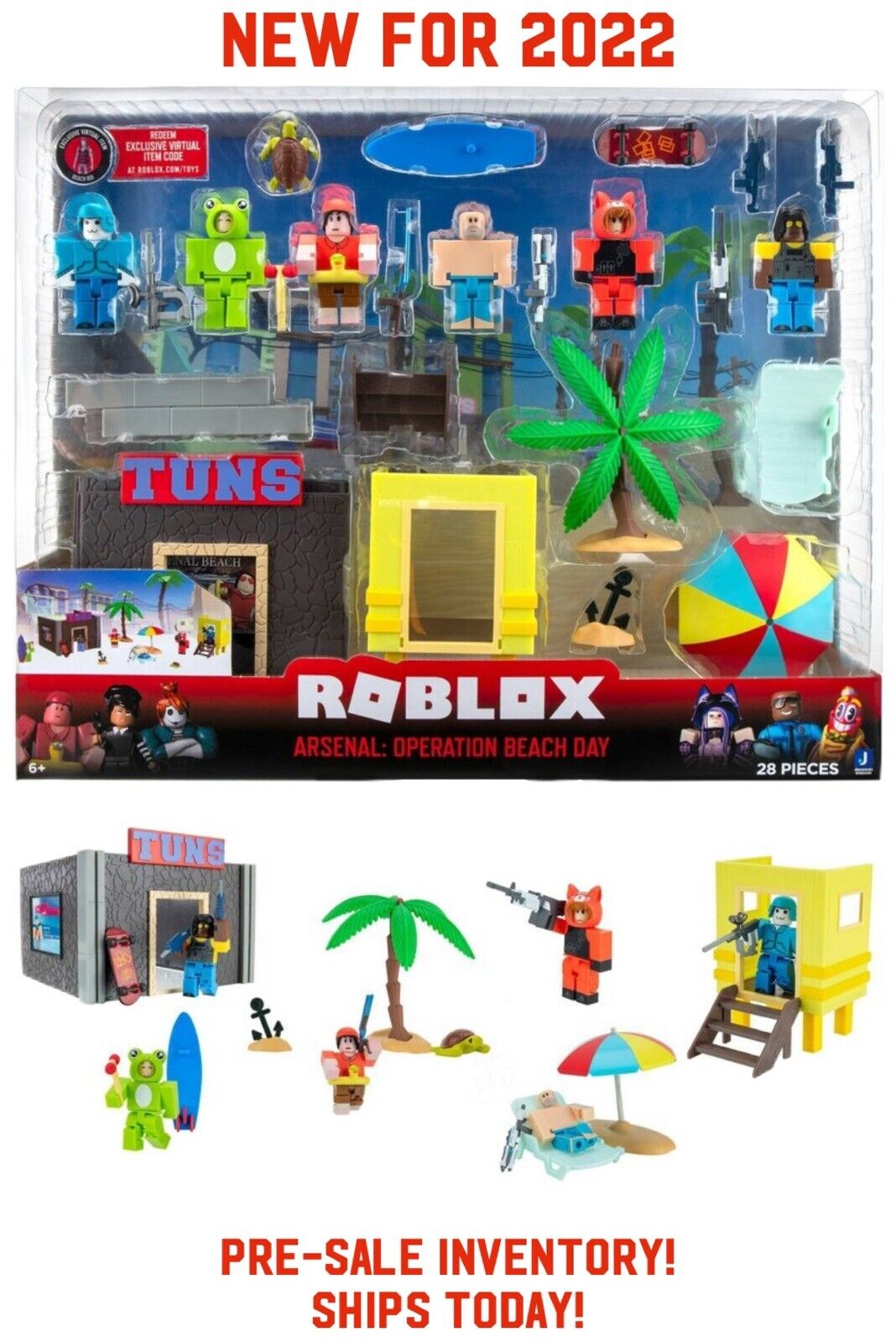  Roblox Action Collection - Arsenal: Operation Beach Day Deluxe  Playset [Includes Exclusive Virtual Item] : Toys & Games