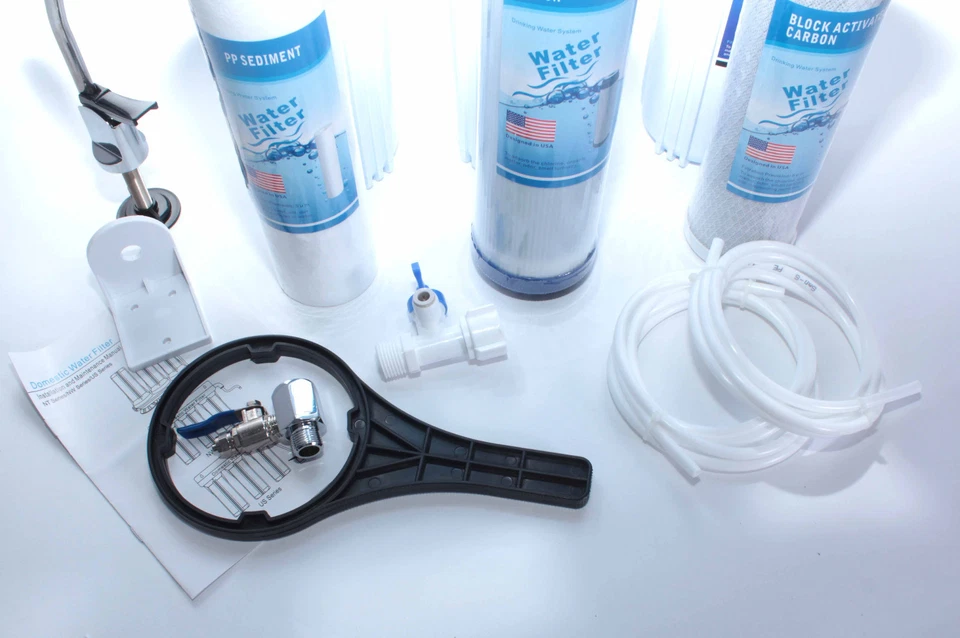 3 Stufige Filteranlage Wasserfilter Untertisch PP, CTO, GAC mit Wasserhahn US-3 - Bild 2 von 4