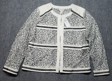 Chicos Lace Jacket Womens Size 2 White Floral Crew Neck Long Sleeve Casual New