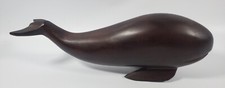 Vintage WHALE FIGURINE Solid HEAVY Wood 11" Long Ironwood Rocking Display