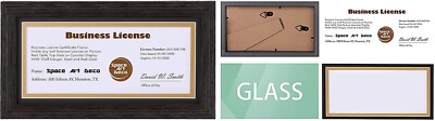 Brown Colored Frame for 4x9 Business License/Certificates with Double Mat