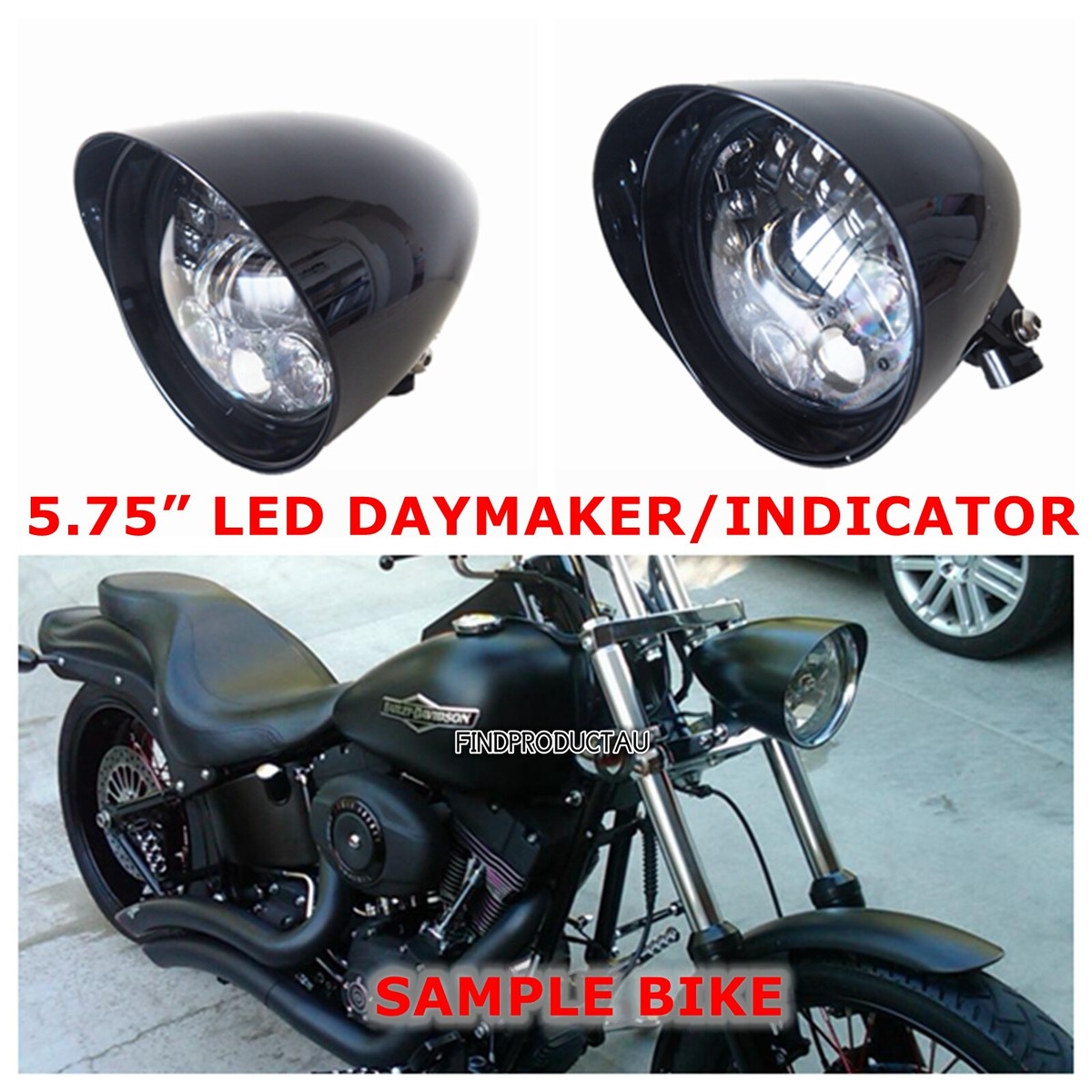 gloss black LED indicator daymaker headlight Harley SPRINGER