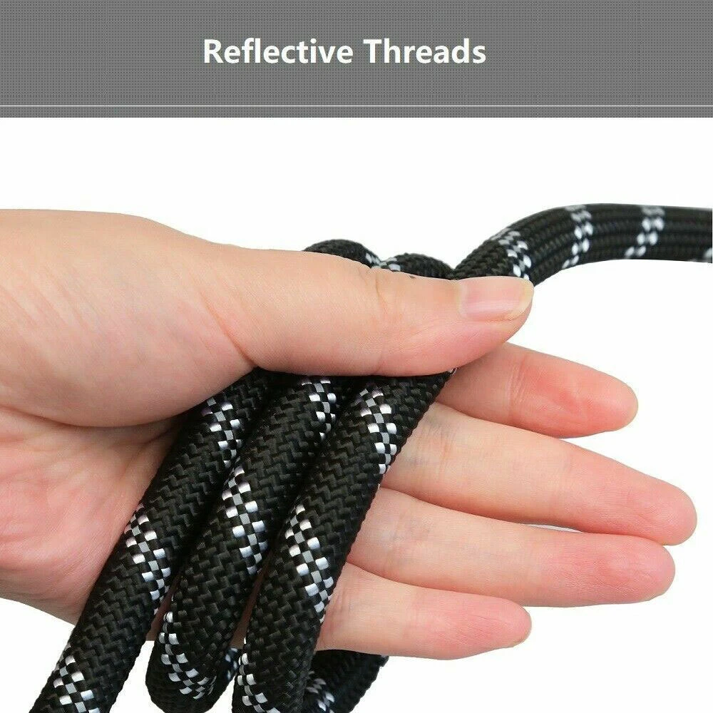 10FT Large Pet Rope Dog Leash Heavy Duty Reflective Nylon Leads w/ Comfy Handle