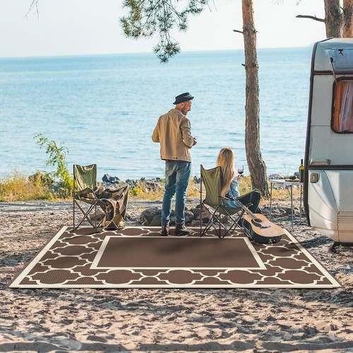 Outdoor Rug 8x10 Plastic Straw Reversible Large Carpet Mat for Camping & Patio - Picture 8 of 51