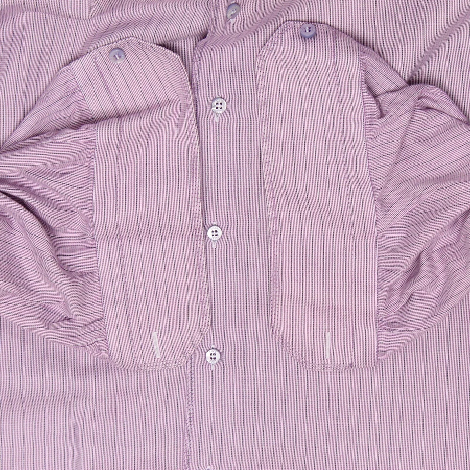 Camisa de vestir Zilli para hombre 41/16 gris lavanda rayas algodón cachemir manga larga Foto 3 de 4