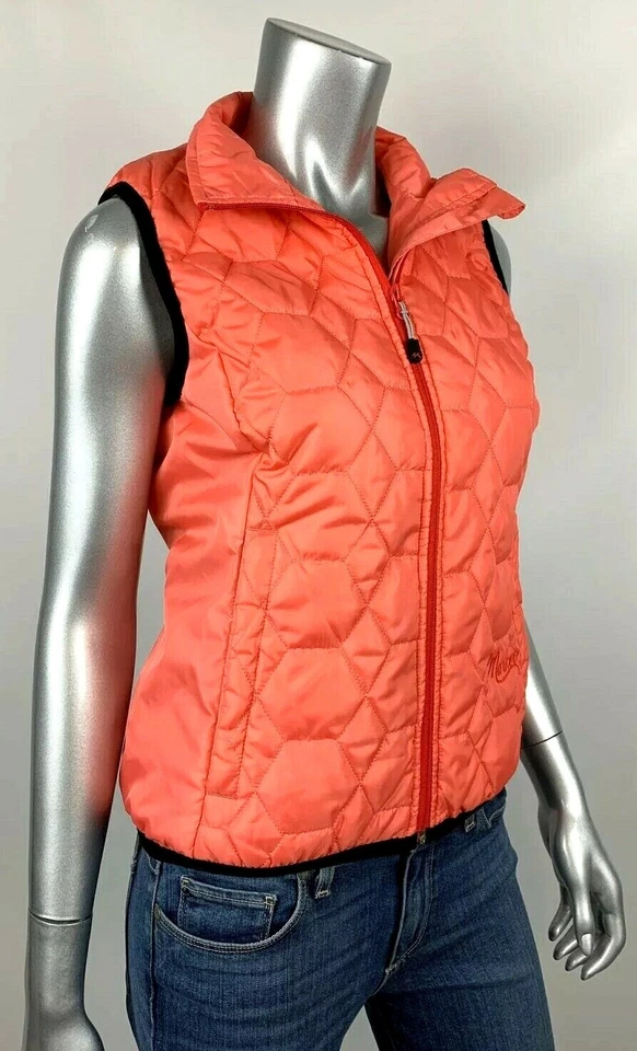 Marker 女式背心 S 滑雪 户外 绗缝 珊瑚红色 Puffer 全拉链模拟颈部 — 第 2/4 张图片