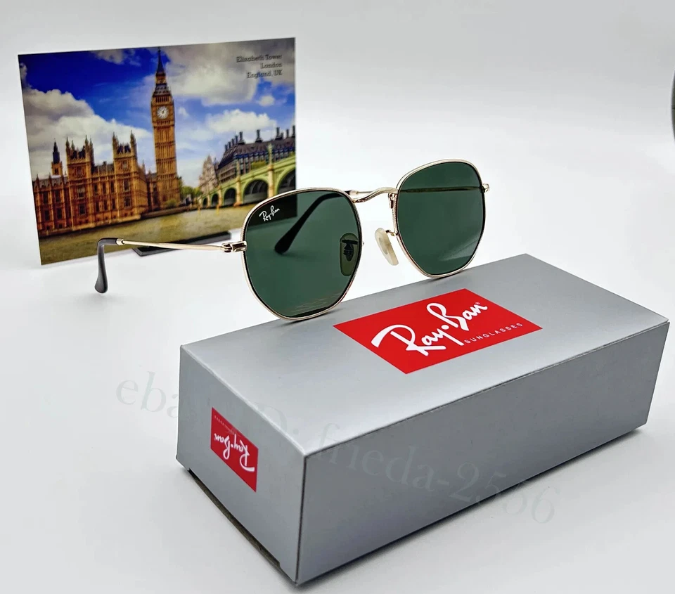 GAFAS DE SOL HEXAGONALES RAY-BAN RB3548N 51 MM VERDE LENTE G-15 MARCO DORADO UNISEX Foto 2 de 4