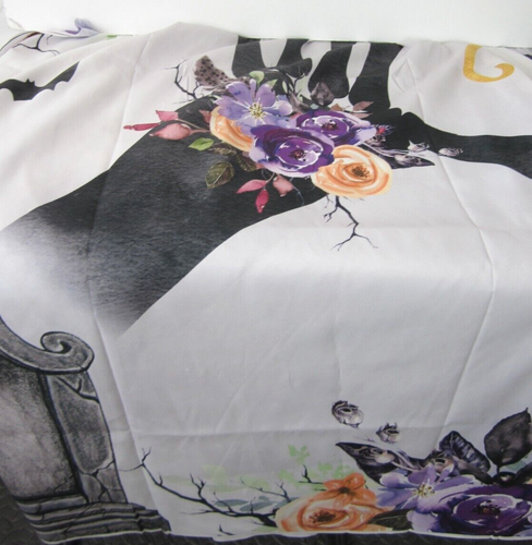 HALLOWEEN Tablecloth Wall Hanging BOHO Skeleton Fingers Ghost Floral - Picture 5 of 6