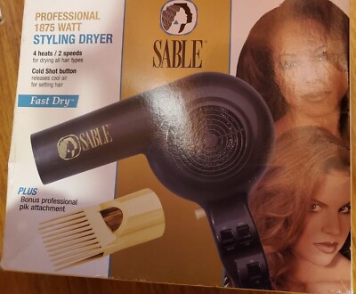 New Sable Professional 1875 watt styling hair blow dryer w/ pik pick  attachment